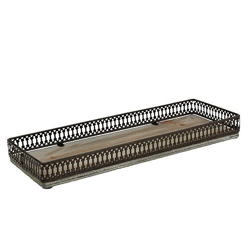 Floristik24 Bandeja cuadrada 36cm x 13cm H4cm Natural 1p