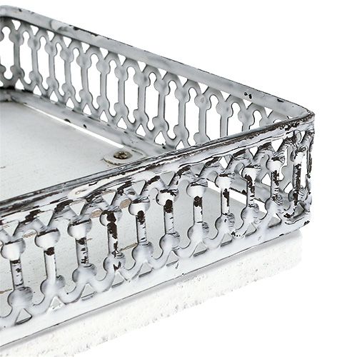 Floristik24 Bandeja cuadrada 36cm x 13cm H 4cm Blanco 1pc