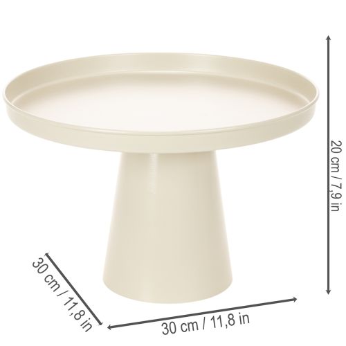 Bandeja redonda decorativa en color crema, de 30 cm, con soporte para decoración de mesa. | Floristik24.es