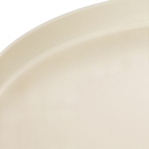 Bandeja redonda decorativa en color crema, de 30 cm, con soporte para decoración de mesa. | Floristik24.es