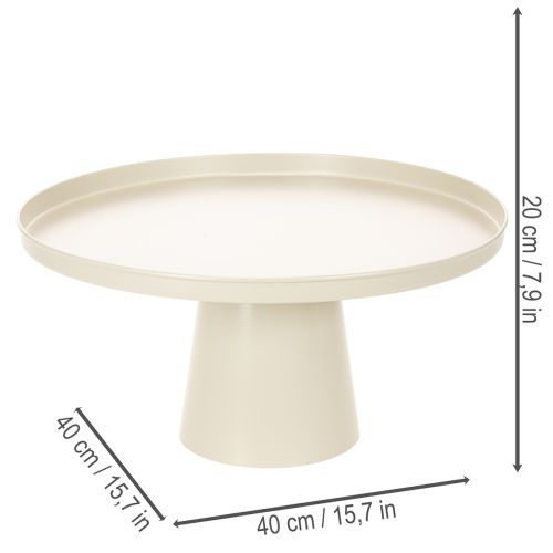 Plato redondo decorativo de color beige con una base de 40 cm de altura. | Floristik24.es