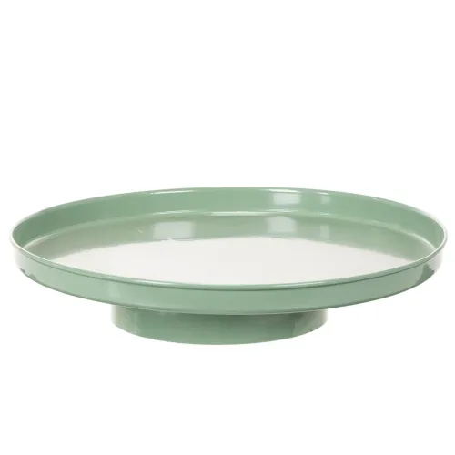 Plato decorativo redondo verde sobre soporte para mesa, 30 cm. comprar | Floristik24.es