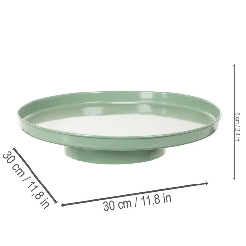 Plato decorativo redondo verde sobre soporte para mesa, 30 cm. | Floristik24.es