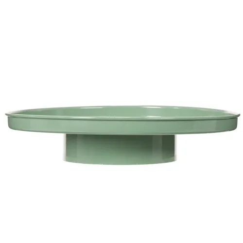 Plato decorativo redondo verde sobre soporte para mesa, 30 cm. | Floristik24.es
