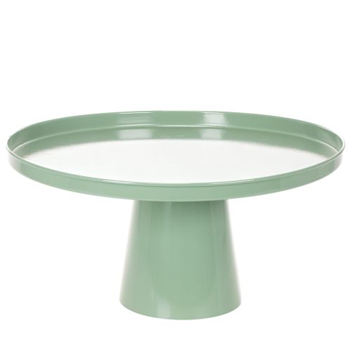 Mesa decorativa redonda de metal verde, de 40 cm de diámetro, con borde alto. comprar | Floristik24.es