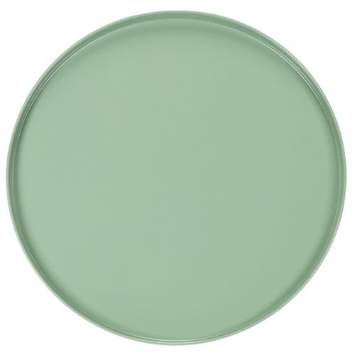 Mesa decorativa redonda de metal verde, de 40 cm de diámetro, con borde alto. | Floristik24.es