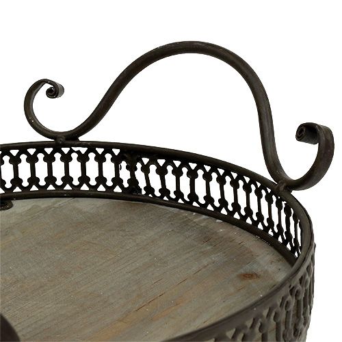 Artículo Bandeja con asas Ø20cm H8,5cm marrón