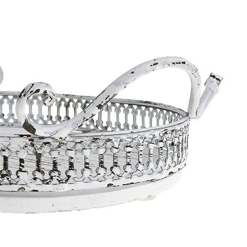 Artículo Bandeja con asas ovalada 23cm x 17.5cm H7.5cm blanca