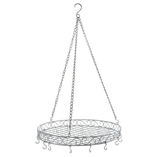 Artículo Bandeja decorativa con ganchos gris Ø44,5cm