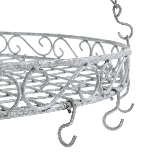 Artículo Bandeja decorativa con ganchos gris Ø44,5cm