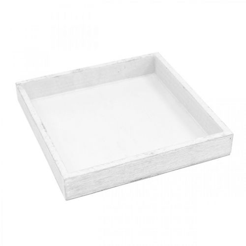 Floristik24 Bandeja decorativa blanca cuadrada madera decoración mesa vintage 19×19cm