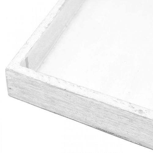 Floristik24 Bandeja decorativa mesa de madera cuadrada blanca decoración vintage 19×19cm