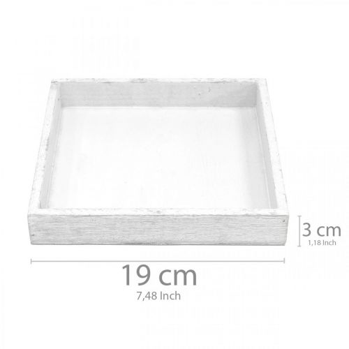 Floristik24 Bandeja decorativa mesa de madera cuadrada blanca decoración vintage 19×19cm