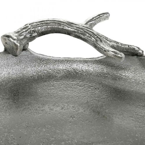 Floristik24 Bandeja decorativa astas de ciervo plata aluminio redondo Ø30cmH4.5cm