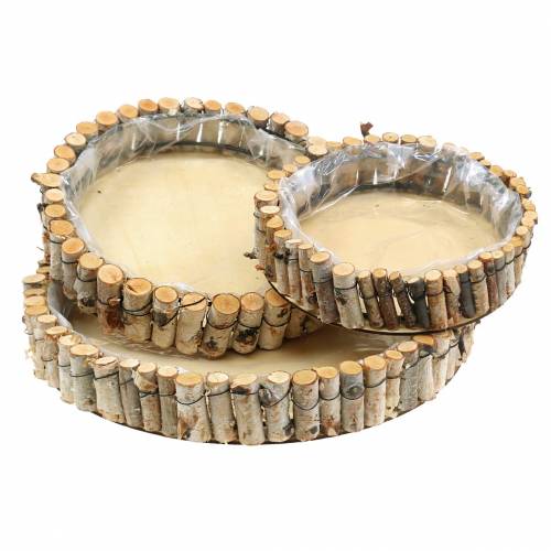Artículo Bandeja redonda para plantar abedul natural Ø23/31/41cm juego de 3