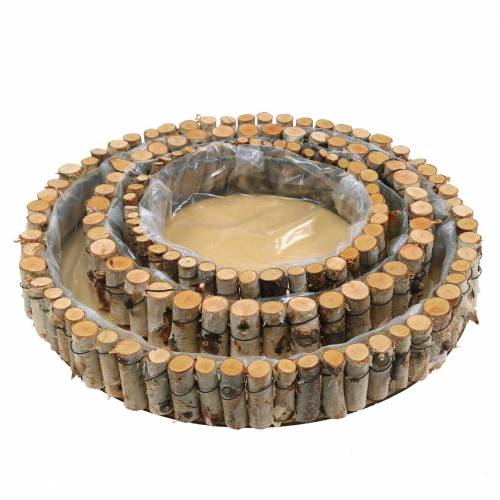 Artículo Bandeja redonda para plantar abedul natural Ø23/31/41cm juego de 3