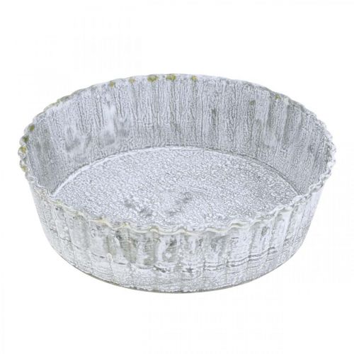 Placa de metal en forma de galleta, bandeja decorativa redonda, decoración de mesa blanco lavado Ø14cm H4cm
