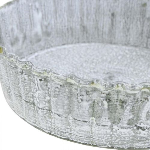 Floristik24 Placa de metal en forma de galleta, bandeja decorativa redonda, decoración de mesa blanco lavado Ø14cm H4cm