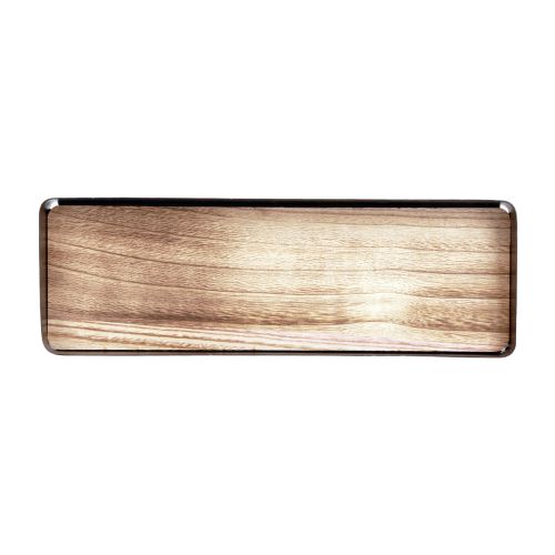 Floristik24 Bandeja decorativa metal madera bandeja metálica base madera 34,5×11×3cm