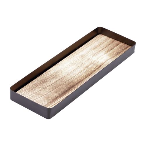 Floristik24 Bandeja decorativa metal madera bandeja metálica base madera 34,5×11×3cm