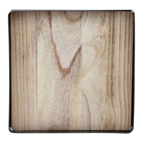Artículo Bandeja decorativa metal madera cuadrada natural negro 25,5×25,5×4cm
