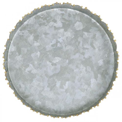 Floristik24 Bandeja decorativa de metal, decoración de mesa, plato para decorar plateado/dorado Ø18,5cm H2cm