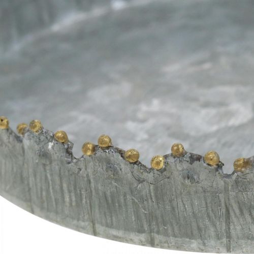 Floristik24 Bandeja decorativa de metal, decoración de mesa, plato para decorar plateado/dorado Ø18,5cm H2cm