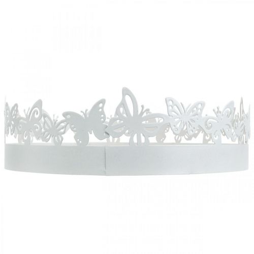 Artículo Bandeja de primavera, decoración de mariposas, decoración de mesa, decoración de metal para plantar blanco Ø20cm H6.5cm