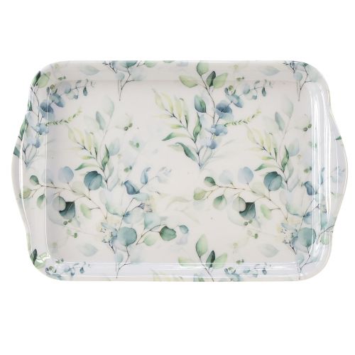 Artículo Bandeja eucalipto blanco decoración mesa melamina 21x13x1,5cm