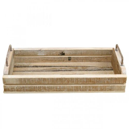Floristik24 Bandeja de madera con asas de metal, macetero blanco lavado L40cm