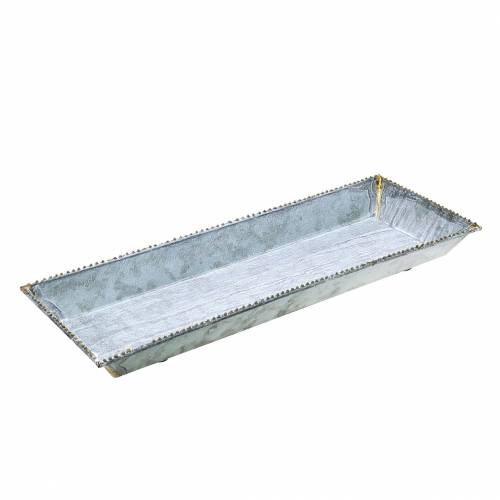 Floristik24 Bandeja decorativa zinc lavado blanco 40cm × 15cm