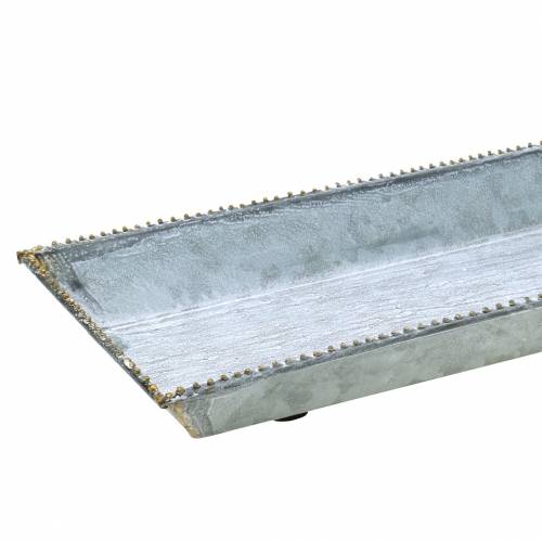 Floristik24 Bandeja decorativa, blanco lavado, zinc 80 × 15cm