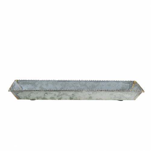 Floristik24 Bandeja decorativa zinc lavado blanco 40cm × 15cm