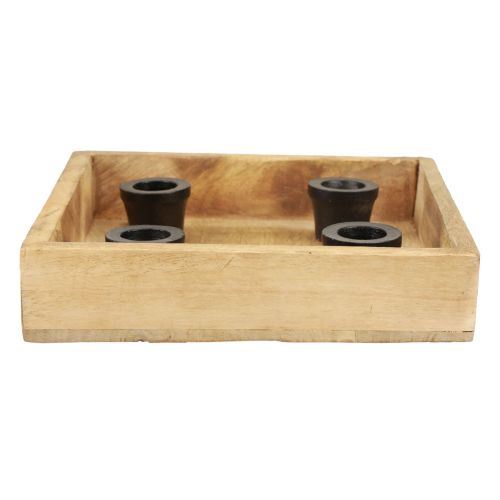 Floristik24 Bandeja para velas bandeja de madera portavelas de palo natural 20cm