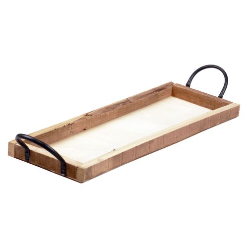 Artículo Bandeja de madera con asas, bandeja decorativa, oblonga, natural, 50×19×3cm