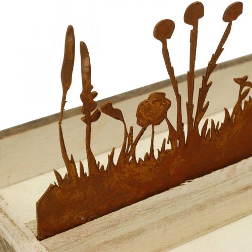 Artículo Bandeja de madera prado de primavera, decoración de Pascua, bandeja decorativa óxido noble 35 × 15cm