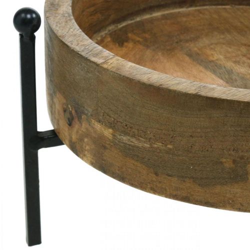 Floristik24 Bandeja redonda de madera, cuenco con pies, decoración de madera para plantar natural, negro Ø19,5cm H11cm