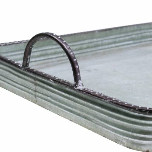 Floristik24 Bandeja decorativa con asas metal plata 30cm/37cm/45cm juego de 3