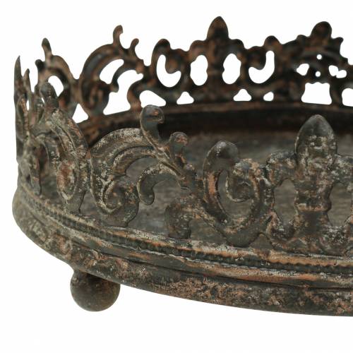 Floristik24 Bandeja antigua de metal Ø16 / 20 / 25cm 3 piezas