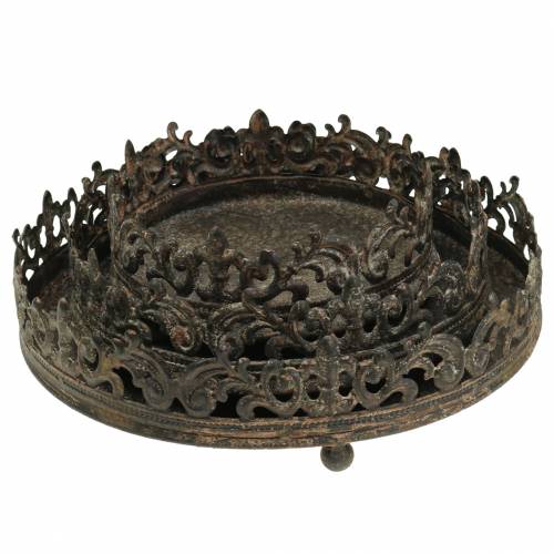 Floristik24 Bandeja antigua de metal Ø16 / 20 / 25cm 3 piezas