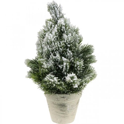 Mini árbol de Navidad en maceta con nieve artificial Ø18cm H32cm