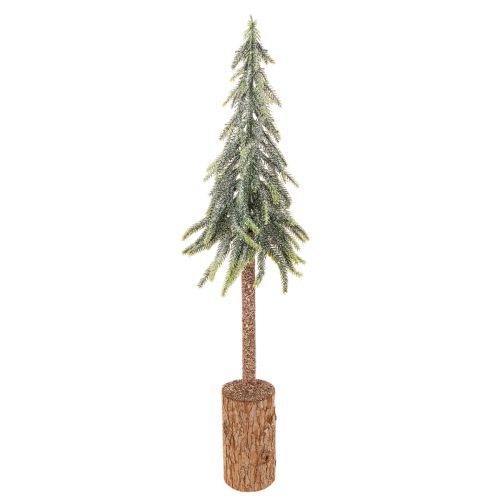 Abeto artificial, acabado escarchado, con base de madera, decoración de invierno, 60 cm.