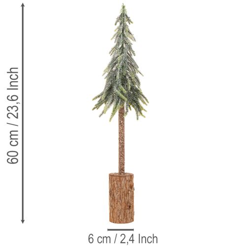 Abeto artificial, acabado escarchado, con base de madera, decoración de invierno, 60 cm. | Floristik24.es