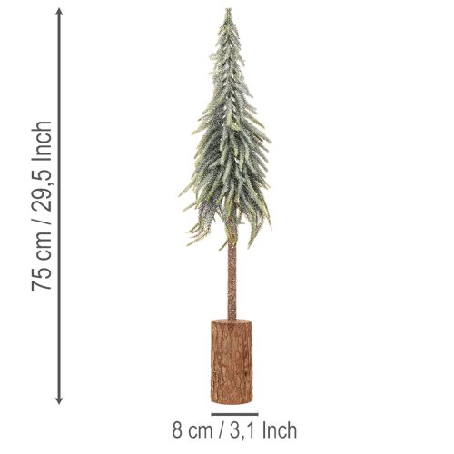 Abeto artificial, escarchado, árbol decorativo sobre una base de madera para decoración invernal y navideña, 75 cm. | Floristik24.es