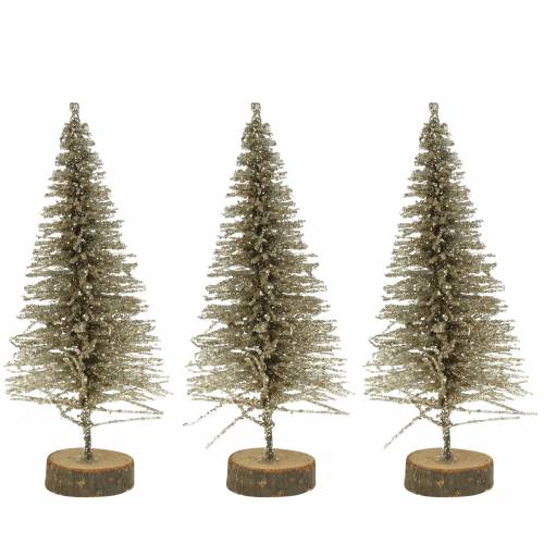 Floristik24 Arbol de Navidad decorativo champagne brillo 8cm 24uds
