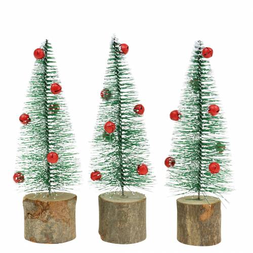 Árbol de Navidad verde cubierto de nieve Ø5cm H15cm 6 piezas