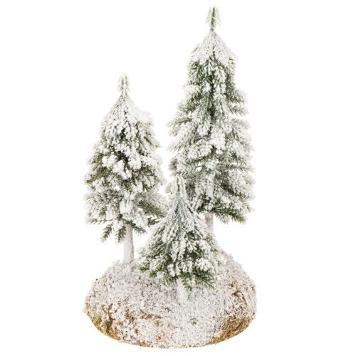 Abetos cubiertos de nieve, paisaje invernal artificial para decoración de mesa y pueblo navideño, 29 cm. comprar | Floristik24.es