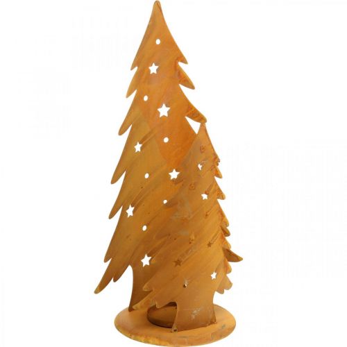Floristik24 Linterna árboles de Navidad, decoración de metal patinado, Navidad AL46cm AN25,5cm