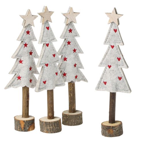 Decoración para árbol de Navidad fieltro estrella corazón beige rojo Al. 21 cm 4 piezas