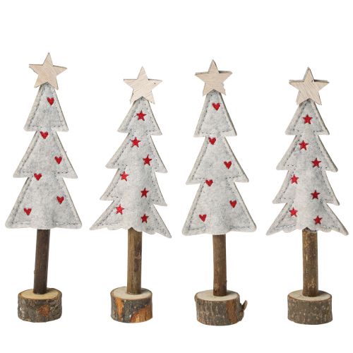 Artículo Decoración para árbol de Navidad fieltro estrella corazón beige rojo Al. 21 cm 4 piezas